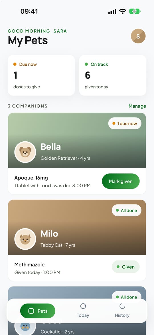 All your pets in one place